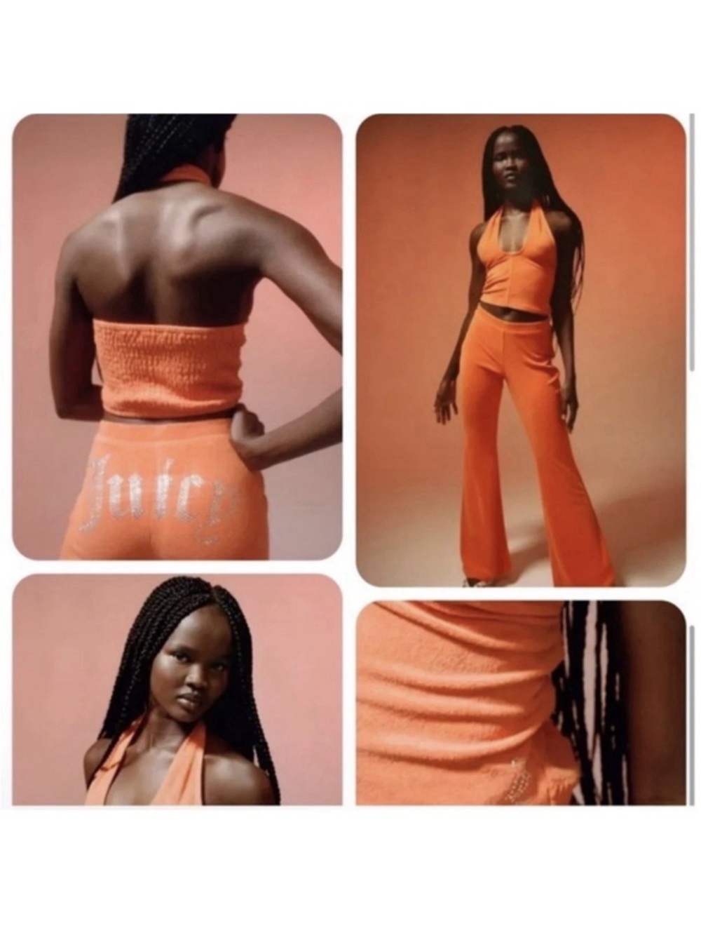 Juicy Couture Orange Halter Top & Flared Pants Set